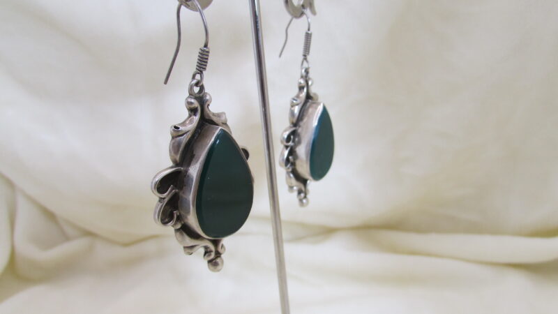 Cercei argint cu onix verde - imagine 2