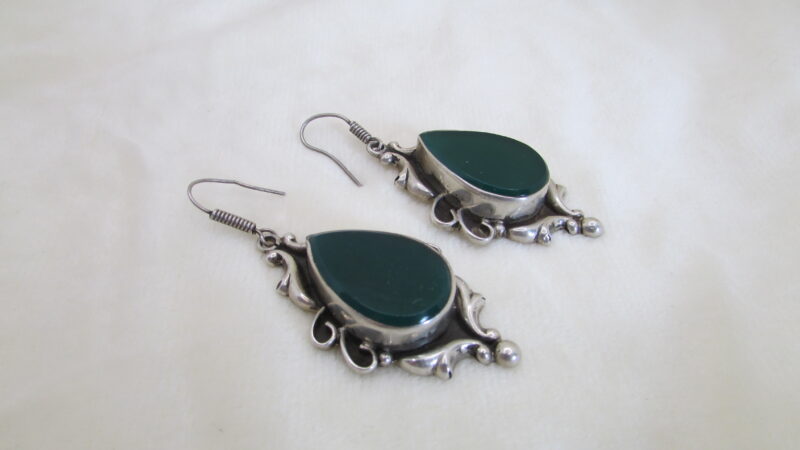 Cercei argint cu onix verde - imagine 3