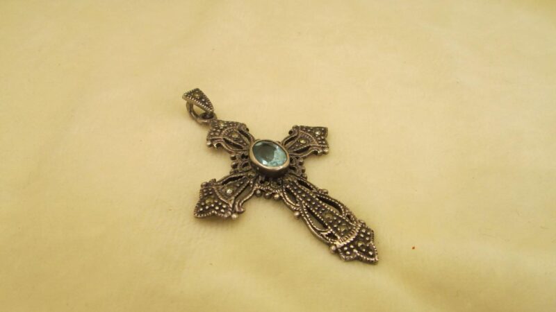 Pandantiv argint cu marcasite și topaz - imagine 2