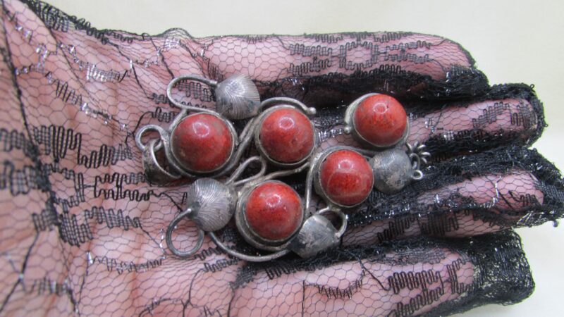 Pandantiv lucrat din argint cu coral-mar, apple coral - imagine 6